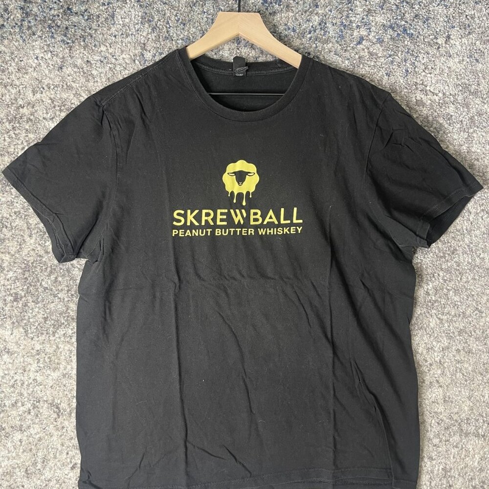 Skrewball‎ Peanut Butter Whiskey Shirt Mens Extra Large Black Graphic Promo Tee